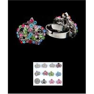  Assorted Color Adjustable Crown Rings 