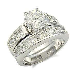 CZ Wedding Rings   Sterling Silver Brilliant Cubic Zirconia Engagement 