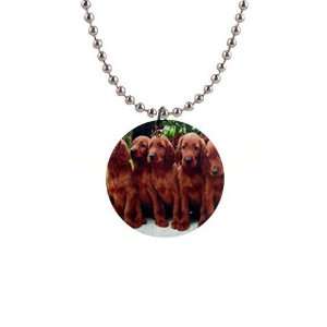    Irish Setter Puppy Dog 2 Button Necklace B0695 