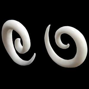Pair of Spiral Bone Ear Plugs Ear Gauges (PICK SIZE)  