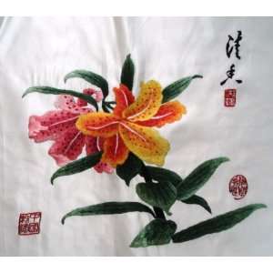    Chinese Hand Silk Embroidery Wall Decor Flower 