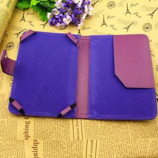 Purple PU Leather Folio Case Cover Pouch For Ebook  Kindle Touch 