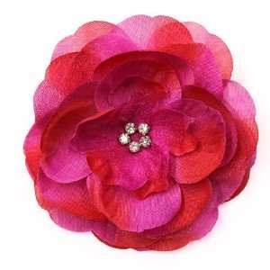  Rhinestone Azalea Fabric Flower Hat Hair Clip & Pin Brooch F10976