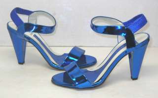 Theory TELLA Blue Patent Heel Sandal Woman Shoes Sz 9  