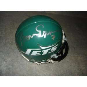 Boomer Esiason Autographed New York Jets throwback mini helmet w/ COA