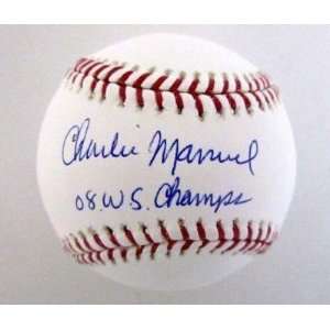  Charlie Manuel Autographed Ball   08 WS Champs SI 