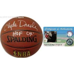 Clyde Drexler Autographed Spalding Indoor/Outdoor NBA Basketball with 