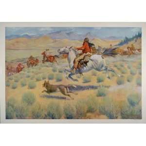 1909 Frederic Remington Trappers Hunting Dog West   Original Artists 
