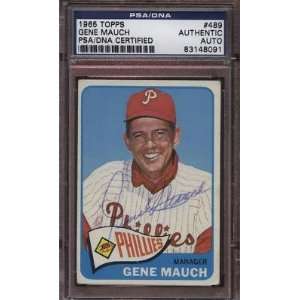 1965 Topps #489 Gene Mauch Autographed PSA Authentic   Signed MLB 