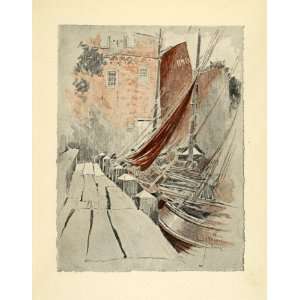   George Wharton Edwards Dock Art   Original Color Print