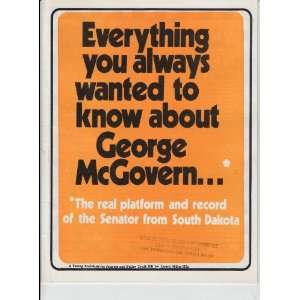   You always wanted to know about George McGovern Socialist Workers 1972