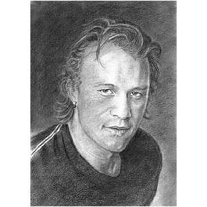 Heath Ledger Portrait Charcoal Drawing Matted 16 X 20