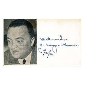  J Edgar Hoover Autographed / Signed 3x5 Card (James Spence 