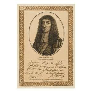  John Aubrey Writer and Antiquary with His Autograph 