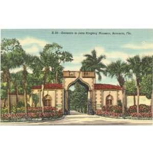   Postcard   Entrance to the John Ringling Mansion   Sarasota Florida