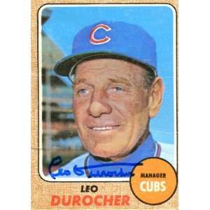 Leo Durocher Signed Baseball   1968 Topps Card   Signed MLB Baseball 