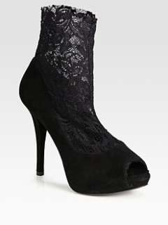 Dolce & Gabbana   Suede and Lace Platform Ankle Boots