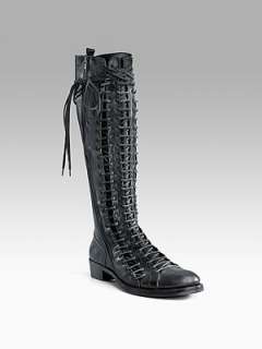 Ann Demeulemeester   Triple Lace Up Flat Tall Boots    