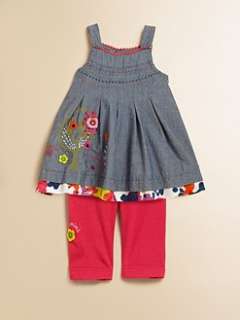 Catimini   Infants Embroidered Chambray Dress & Leggings Set