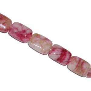  Peach flower jade rectangle beads, 18x13mm, sold per 16 
