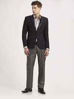 Versace Collection   Leather Trimmed Wool Blazer    