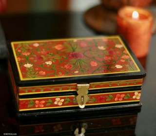 SCARLET SPRING India Hand Painted Jewelry Box by Novica Jewelry Boxes 