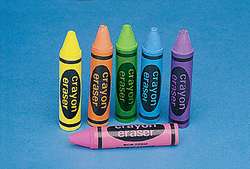 36 Crayon Shaped Pencil Erasers Teaching Supplies  