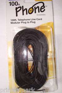 100 FT PHONE TELEPHONE EXTENSION CORD CABLE BLACK NEW  