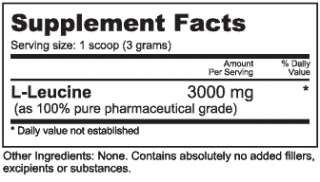 NutraBio L Leucine Powder supplement Facts