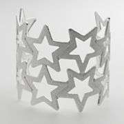 Candies Silver Tone Openwork Star Cuff Bracelet