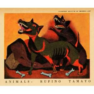  1943 Print Rufino Tamayo War Animal Dog Bone Wartime 
