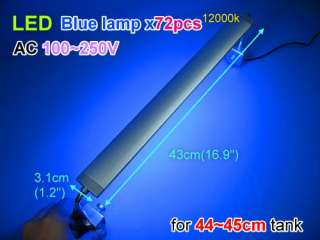 LED Aquarium Light 72 Blue lamps 12000k for 45cm tank  