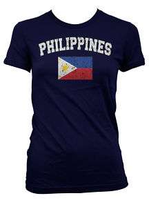 Phillipines World Cup Soccer Flag Retro Juniors T Shirt  
