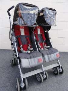 Maclaren Twin Techno Double Umbrella Stroller * Crimson Red/Silver 