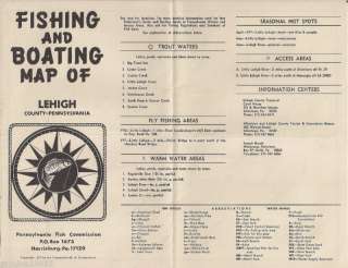 1970 PA Fish Commission Fishing & Boating Map Lehigh Co  