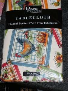 Chicken/Roosters Vinyl Tablecloth 52x70 Oblong New  