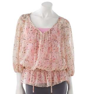 Candies Pintuck and Lace Peasant Blouse