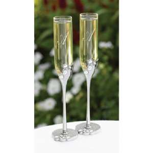 Glitzy Glitter Wedding Toasting Flutes Glasses  