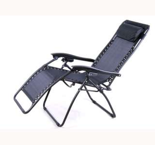   Gravity Chair Folding Recliner Outdoor Lounge Chairs Patio Pool Black