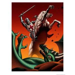  St. George Fighting Dragon Giclee Poster Print, 36x48 
