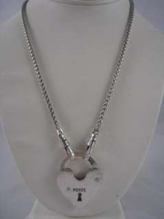 FOSSIL BRAND AUTHENTIC CORE XL HEART LOCK NECKLACE, NWT  