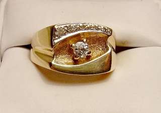 14k Gold/Genuine DIAMOND Solitaire Mans Ring Free Shi  
