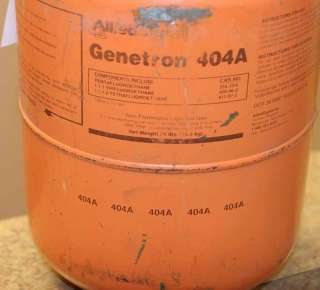 Genetron 404A canister of freon. It weighs 14 lbs., 10 oz.     MUST 