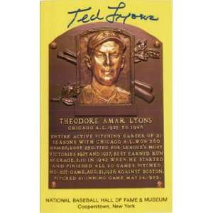    Signed Lyons, Ted Hall of Fame Plaque Post Card
