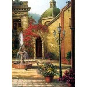 Jack Terry   Courtyard Fountain Canvas Giclee