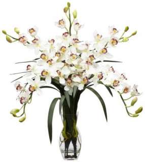 cymbidium orchid silk flower arrangement with vase msrp $ 114
