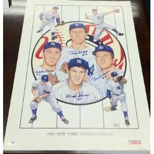  1961 Yankees Signed Art Tony Kubek Boyer Bobby Richardson 