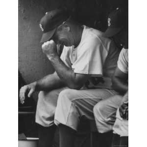  Dodgers Manager Walter Alston Sitting in the Dugout 