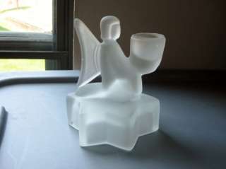 Vintage Smith Frosted Glass Candleholder Angel Figurine  