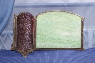   Glass Fireplace Screen Part ? FOR PARTS Red & Green Slag Glass  